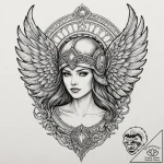A linework design of a valkyrie’s helmet, wit… – tattoo sketch (№1752944331_0, 19.07.2025 16:58) — tattoovalue.net