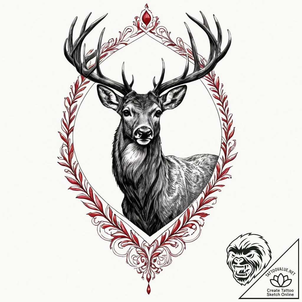 Tattoo sketch a subtle deer silhouette, elega... - tattoo sketch (№1752946496_0, 19.07.2025 17:34) — tattoovalue.net