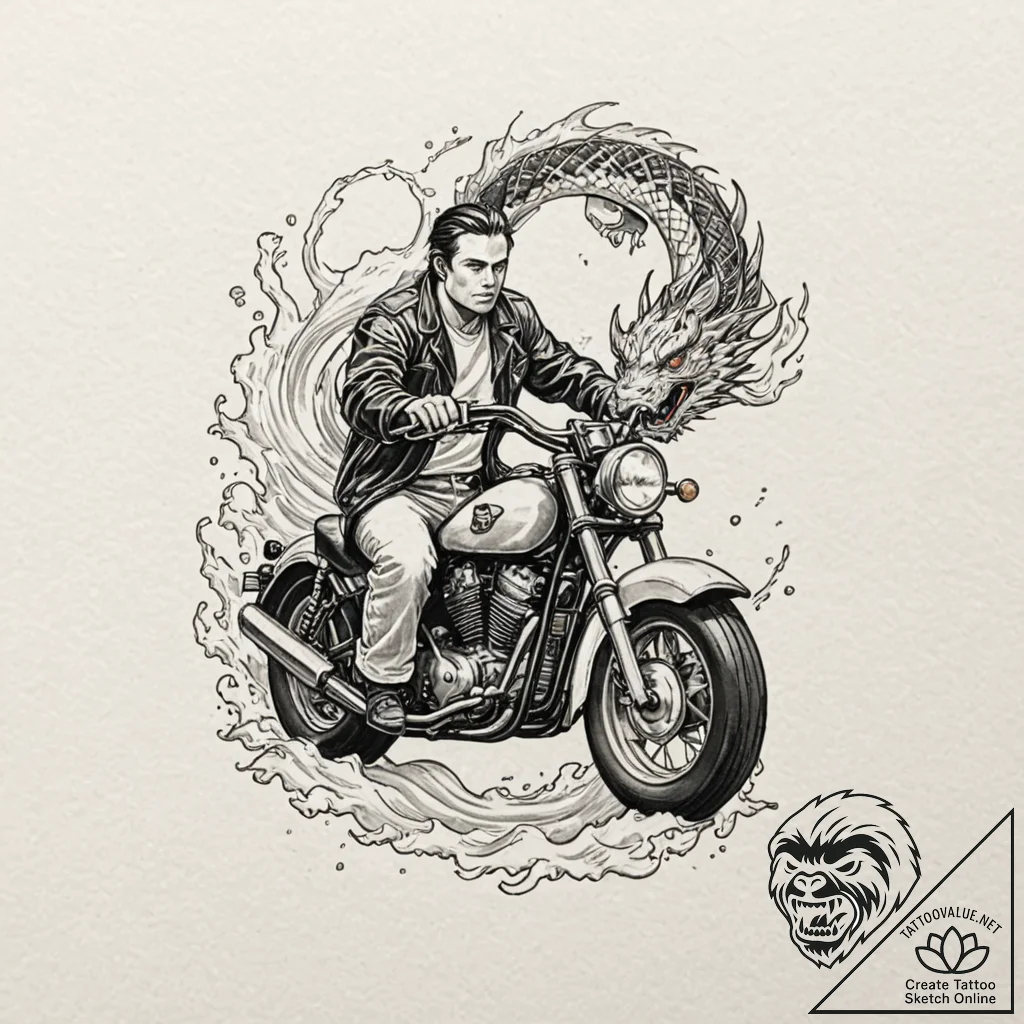 A neo-traditional tattoo of marlon brando fro... - tattoo sketch (№1752946922_0, 19.07.2025 17:42) — tattoovalue.net