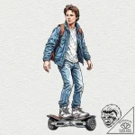 128. a watercolor sketch of marty mcfly on th… – tattoo sketch (№1752947090_0, 19.07.2025 17:44) — tattoovalue.net