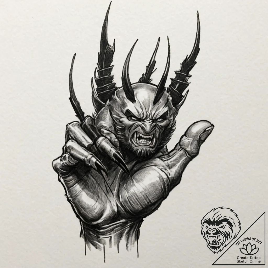 A sketch of wolverine, with his adamantium cl... - tattoo sketch (№1752947429_0, 19.07.2025 17:50) — tattoovalue.net