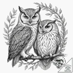 Tattoo sketch a pair of owls, symbolizing wis… – tattoo sketch (№1752947935_0, 19.07.2025 17:58) — tattoovalue.net