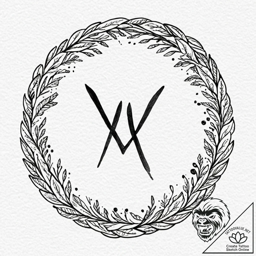 108. tattoo sketch: "yest" rune as a central... - tattoo sketch (№1752948273_0, 19.07.2025 18:04) — tattoovalue.net