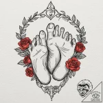 A watercolor sketch of the “foot massage” mon… – tattoo sketch (№1752948358_0, 19.07.2025 18:05) — tattoovalue.net
