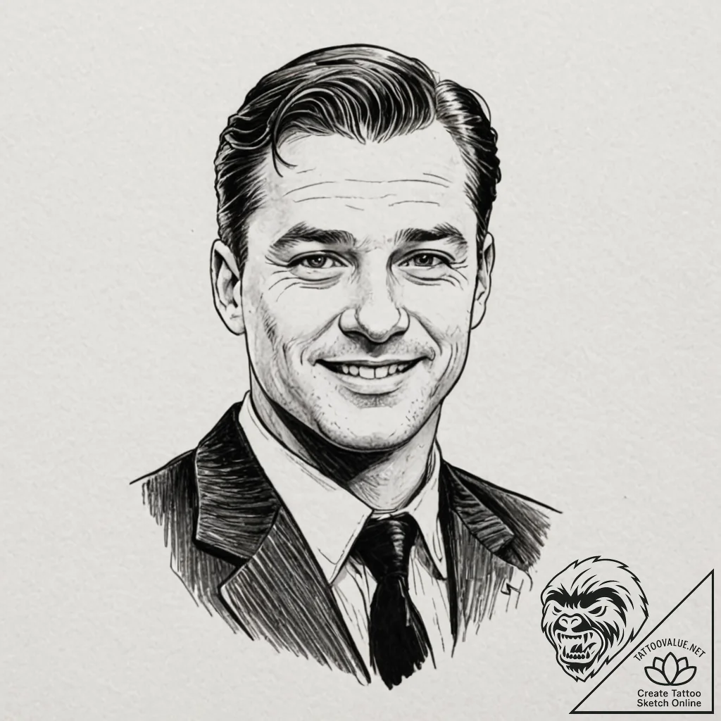 A graphic novel portrait of col. hans landa f... - tattoo sketch (№1752948866_0, 19.07.2025 18:14) — tattoovalue.net