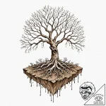 Tattoo sketch a tree with roots growing into… – tattoo sketch (№1752949963_0, 19.07.2025 18:32) — tattoovalue.net