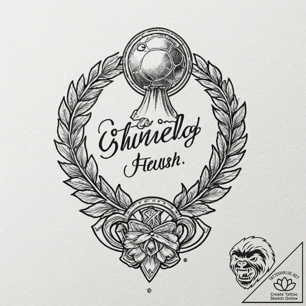 Tattoo sketch a championship trophy with intr... - tattoo sketch (№1752950047_0, 19.07.2025 18:34) — tattoovalue.net