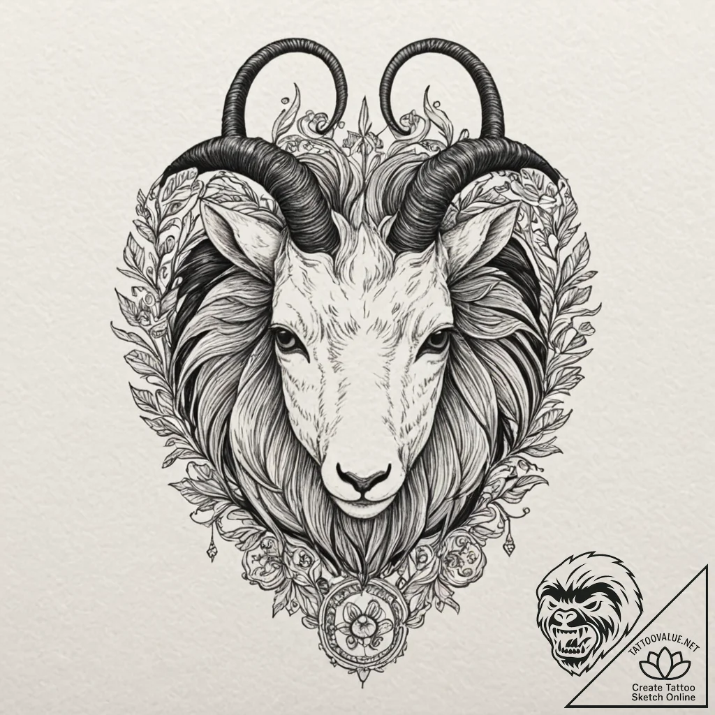 Tattoo design a capricorn goat-fish, its two... - tattoo sketch (№1752950215_0, 19.07.2025 18:36) — tattoovalue.net