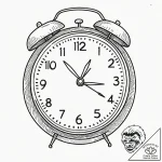 A linework tattoo of the alarm clock from gro… – tattoo sketch (№1752950638_0, 19.07.2025 18:43) — tattoovalue.net