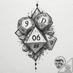 Tattoo sketch a stylized d20 dice rolling mid… – tattoo sketch (№1752950977_0, 19.07.2025 18:49) — tattoovalue.net