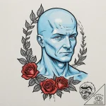 A graphic novel style portrait of dr. manhatt… – tattoo sketch (№1752951484_0, 19.07.2025 18:58) — tattoovalue.net
