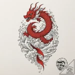 A minimalist tattoo of a single, red jumpsuit… – tattoo sketch (№1752951568_0, 19.07.2025 18:59) — tattoovalue.net