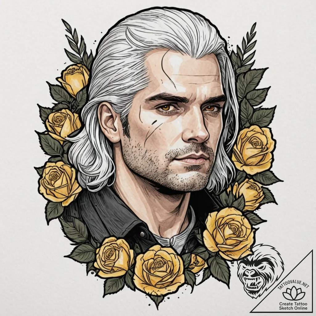 A neo-traditional portrait of henry cavill as... - tattoo sketch (№1752951739_0, 19.07.2025 19:02) — tattoovalue.net