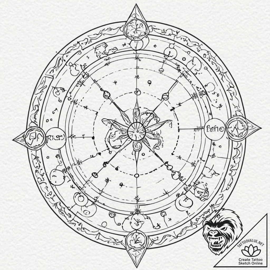 Tattoo sketch a zodiac constellation with a s... - tattoo sketch (№1752952583_0, 19.07.2025 19:16) — tattoovalue.net