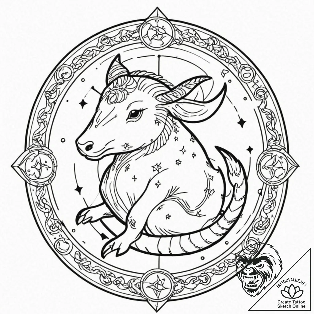 Tattoo design a zodiac animal with a specific... - tattoo sketch (№1752952750_0, 19.07.2025 19:19) — tattoovalue.net