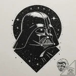 Linework tattoo design of darth vader’s silho… – tattoo sketch (№1752952919_0, 19.07.2025 19:21) — tattoovalue.net
