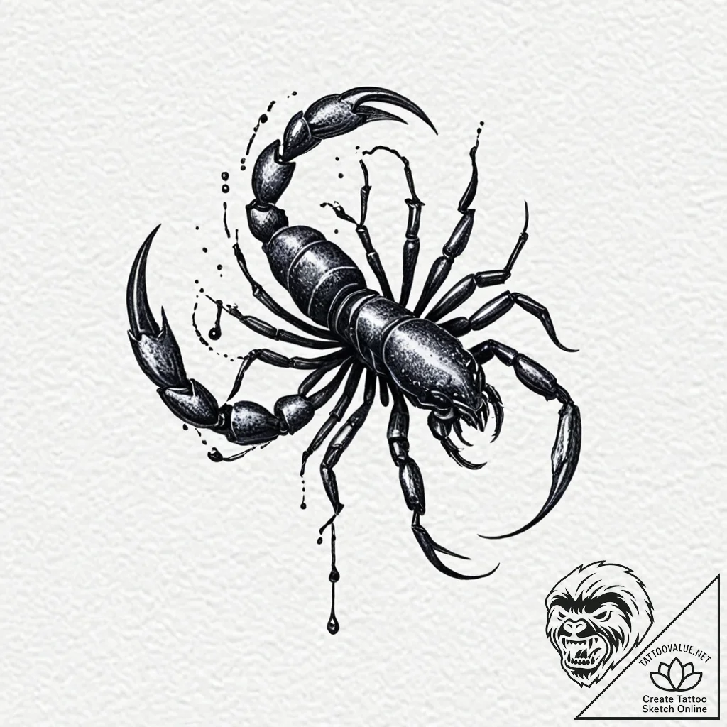 Tattoo design a menacing scorpio scorpion in... - tattoo sketch (№1752953005_0, 19.07.2025 19:23) — tattoovalue.net