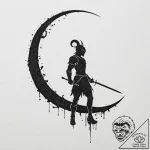 Tattoo design a crescent moon with a warrior’… – tattoo sketch (№1752953933_0, 19.07.2025 19:38) — tattoovalue.net