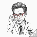A sketch of the professor, adjusting his glas… – tattoo sketch (№1752954356_0, 19.07.2025 19:45) — tattoovalue.net