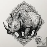 Tattoo design a charging rhinoceros, represen… – tattoo sketch (№1752954440_0, 19.07.2025 19:47) — tattoovalue.net
