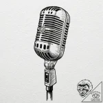A close-up of a microphone in a recording stu… – tattoo sketch (№1752954525_0, 19.07.2025 19:48) — tattoovalue.net