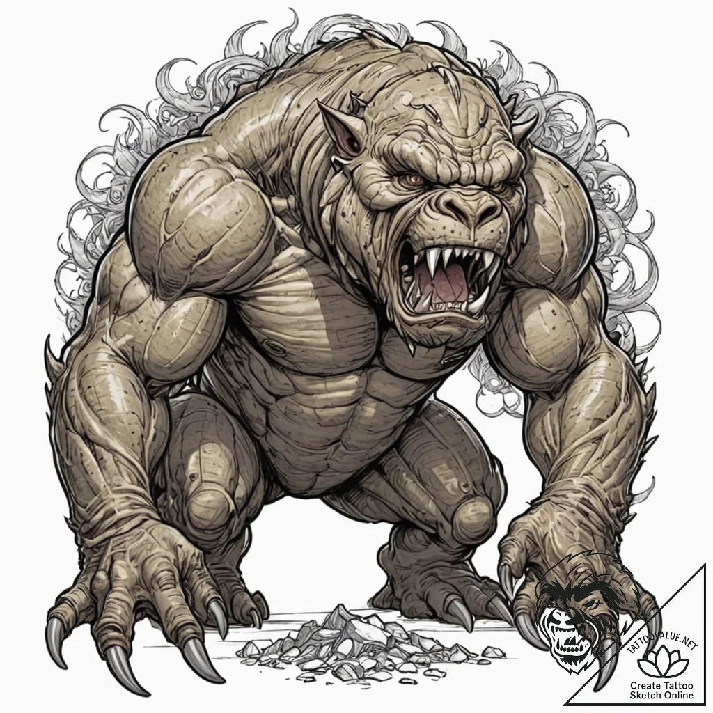 43. a sketch of a rancor, monstrous and power... - tattoo sketch (№1752955203_0, 19.07.2025 20:00) — tattoovalue.net