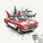 A neo-traditional tattoo of the red shark con… – tattoo sketch (№1752955457_0, 19.07.2025 20:04) — tattoovalue.net