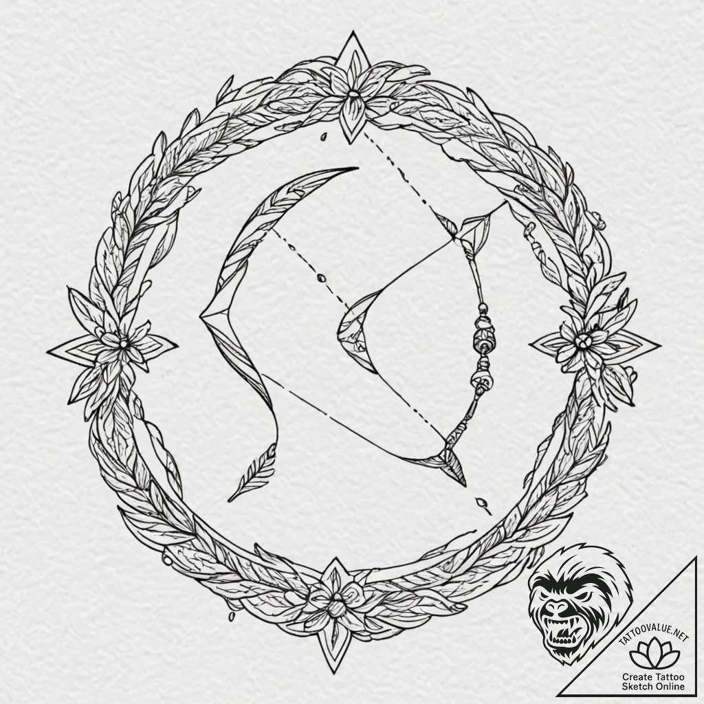 Tattoo sketch a sagittarius arrow, very fine... - tattoo sketch (№1752955629_0, 19.07.2025 20:07) — tattoovalue.net