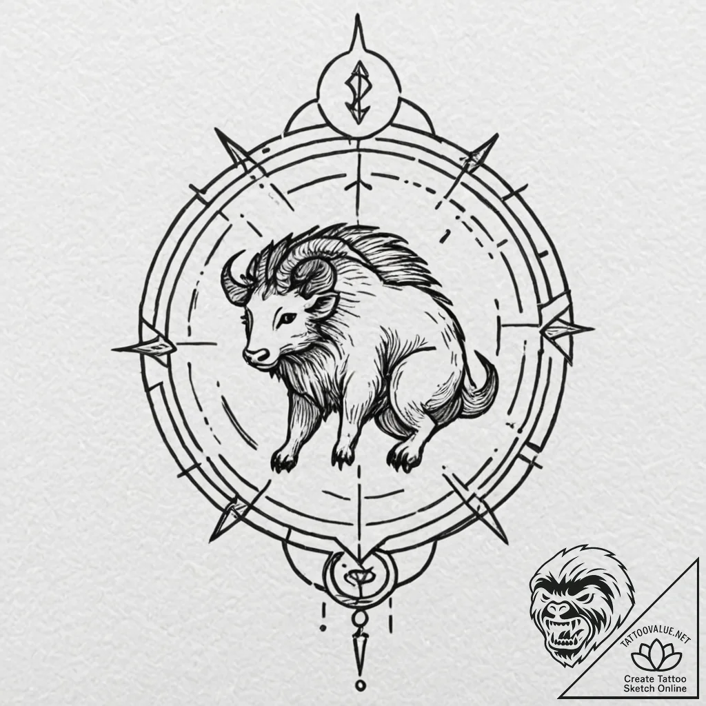 Tattoo sketch a zodiac animal trying to escap... - tattoo sketch (№1752956303_0, 19.07.2025 20:18) — tattoovalue.net