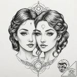 Tattoo sketch gemini faces in detailed dotwor… – tattoo sketch (№1752957320_0, 19.07.2025 20:35) — tattoovalue.net