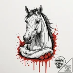 A trash polka sketch of the horse head in the… – tattoo sketch (№1752957489_0, 19.07.2025 20:38) — tattoovalue.net