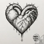 Tattoo design a heart depicted as solid stone… – tattoo sketch (№1752957912_0, 19.07.2025 20:45) — tattoovalue.net