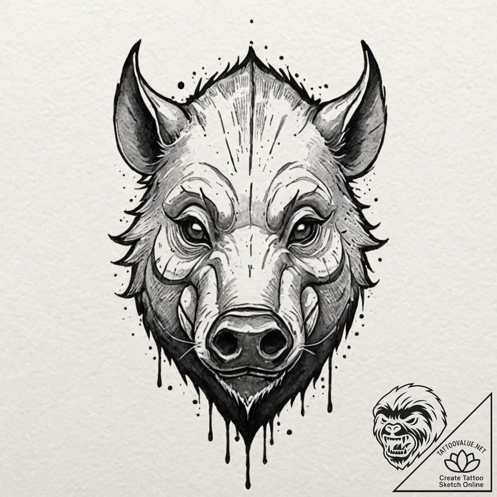 A linework tattoo of inosuke's boar mask,, co... - tattoo sketch (№1752958248_0, 19.07.2025 20:50) — tattoovalue.net