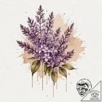 Lilac, tattoo line art, sepia tone sketch, vi… – tattoo sketch (№1752958331_0, 19.07.2025 20:52) — tattoovalue.net