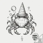 Tattoo design a cancer crab wearing a tiny pa… – tattoo sketch (№1752958918_0, 19.07.2025 21:01) — tattoovalue.net