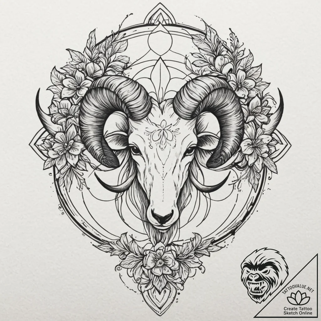 Tattoo sketch an aries ram with horns made of... - tattoo sketch (№1752959005_0, 19.07.2025 21:03) — tattoovalue.net