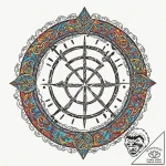 Tattoo design: a kolovrat surrounded by a rin… – tattoo sketch (№1752959090_0, 19.07.2025 21:04) — tattoovalue.net