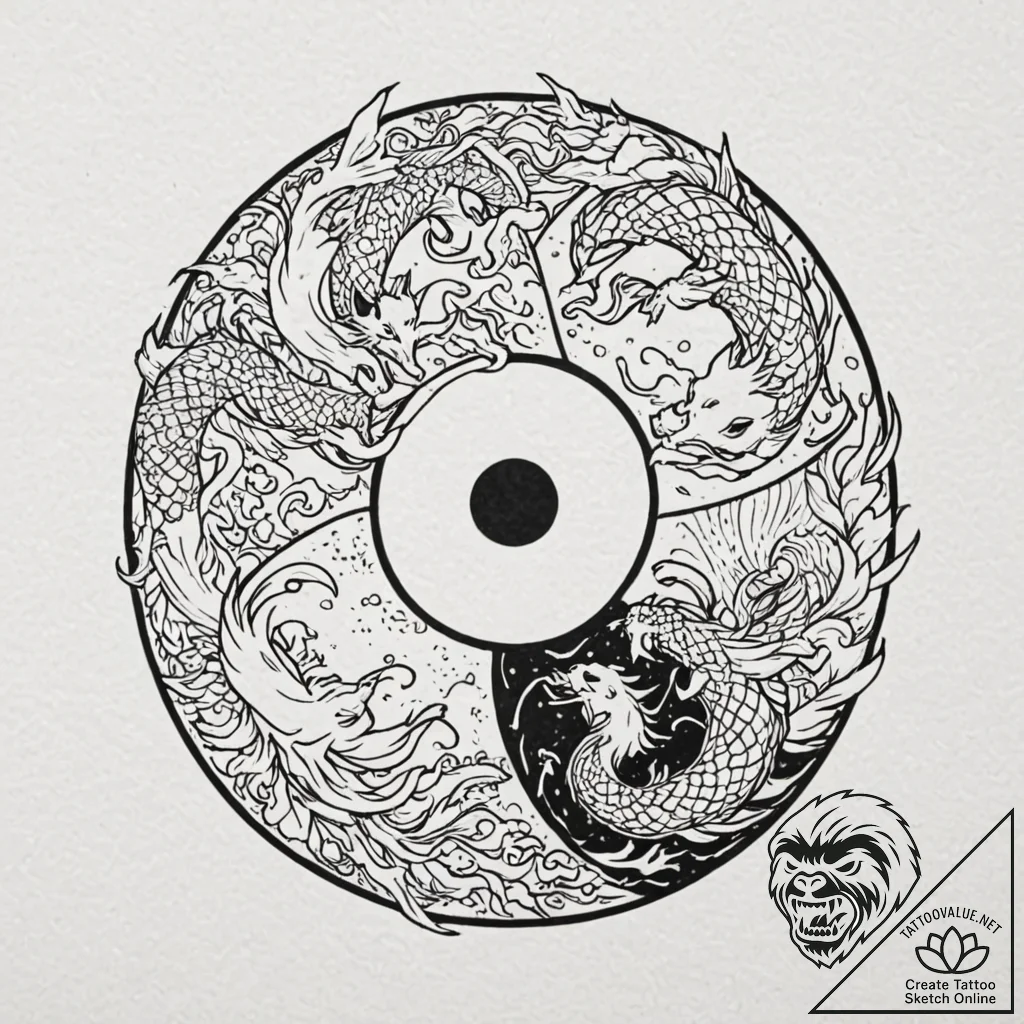 Tattoo sketch a yin and yang symbol with each... - tattoo sketch (№1752959258_0, 19.07.2025 21:07) — tattoovalue.net