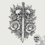 Tattoo sketch a pixelated sword or axe emergi… – tattoo sketch (№1752959341_0, 19.07.2025 21:09) — tattoovalue.net