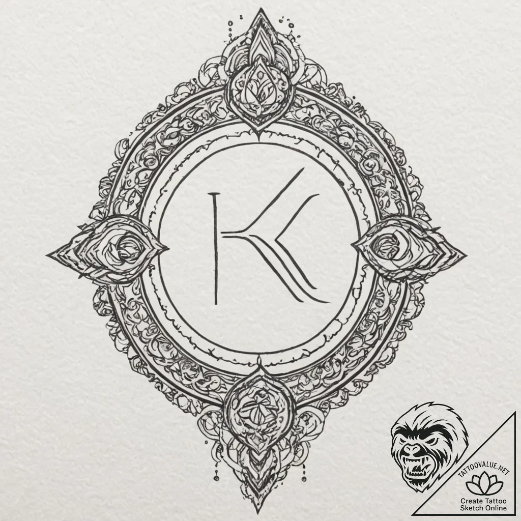 130. tattoo sketch: "rod" rune with subtle ce... - tattoo sketch (№1752959765_0, 19.07.2025 21:16) — tattoovalue.net