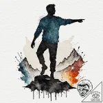 Tattoo design a silhouette of a man conquerin… – tattoo sketch (№1752960103_0, 19.07.2025 21:21) — tattoovalue.net