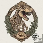 A minimalist linework tattoo of the t-rex ske… – tattoo sketch (№1752960186_0, 19.07.2025 21:23) — tattoovalue.net