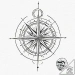 Tattoo design a compass pointing to an abstra… – tattoo sketch (№1752960608_0, 19.07.2025 21:30) — tattoovalue.net