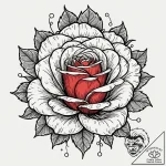 Tattoo design a single, vibrant red rose, ful… – tattoo sketch (№1752960696_0, 19.07.2025 21:31) — tattoovalue.net