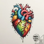 Tattoo design a pixelated heart container bre… – tattoo sketch (№1752960866_0, 19.07.2025 21:34) — tattoovalue.net