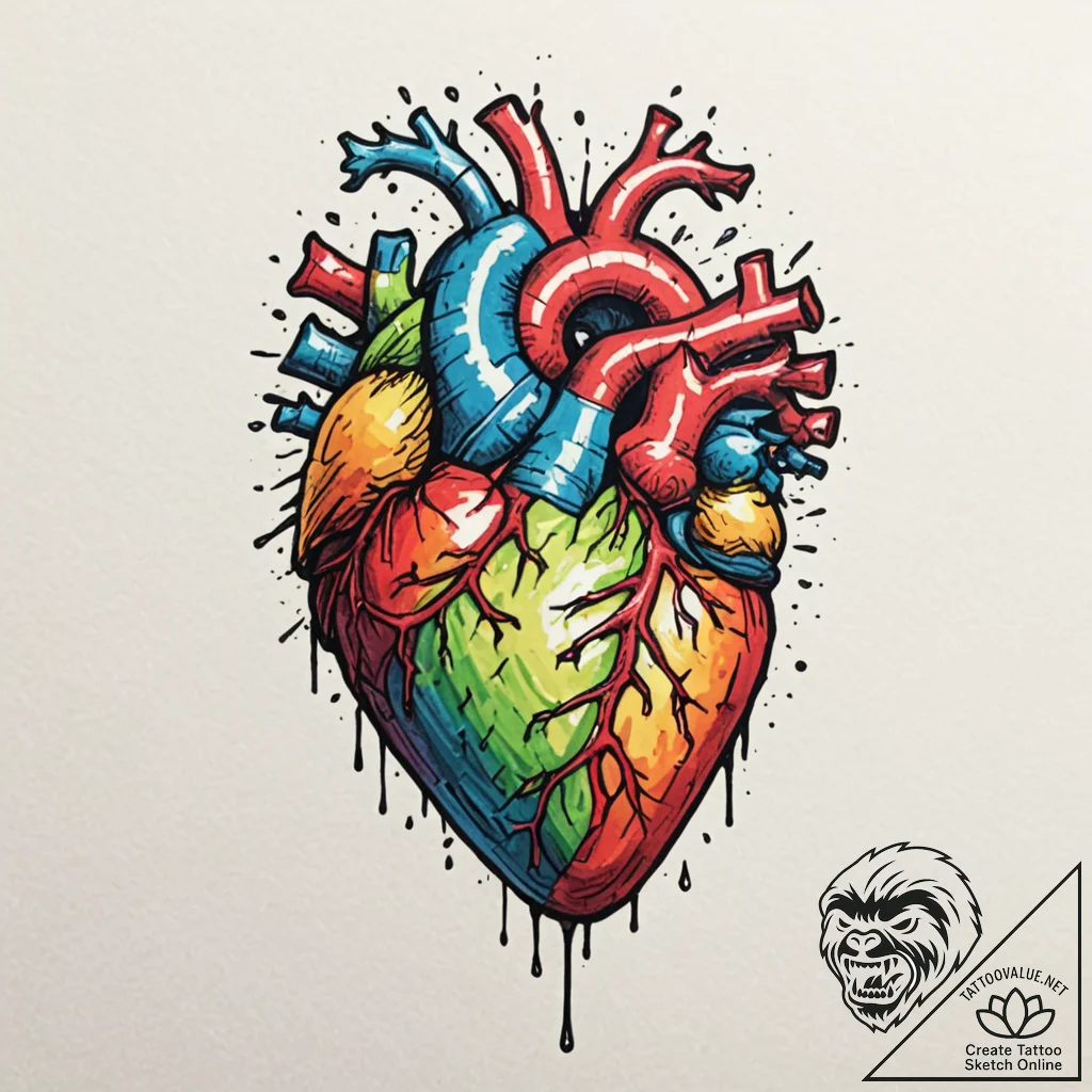 Tattoo design a pixelated heart container bre... - tattoo sketch (№1752960866_0, 19.07.2025 21:34) — tattoovalue.net