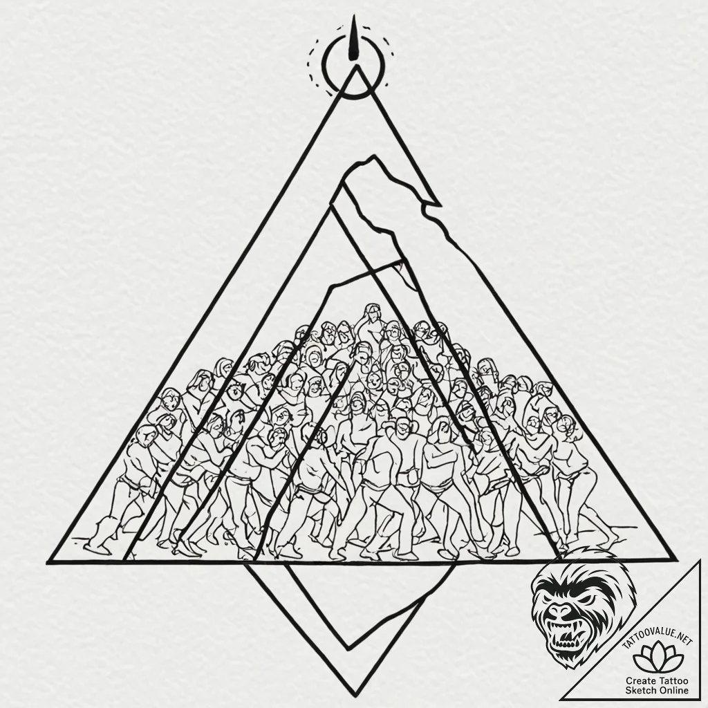 Tattoo sketch a group of abstract figures sup... - tattoo sketch (№1752960951_0, 19.07.2025 21:35) — tattoovalue.net