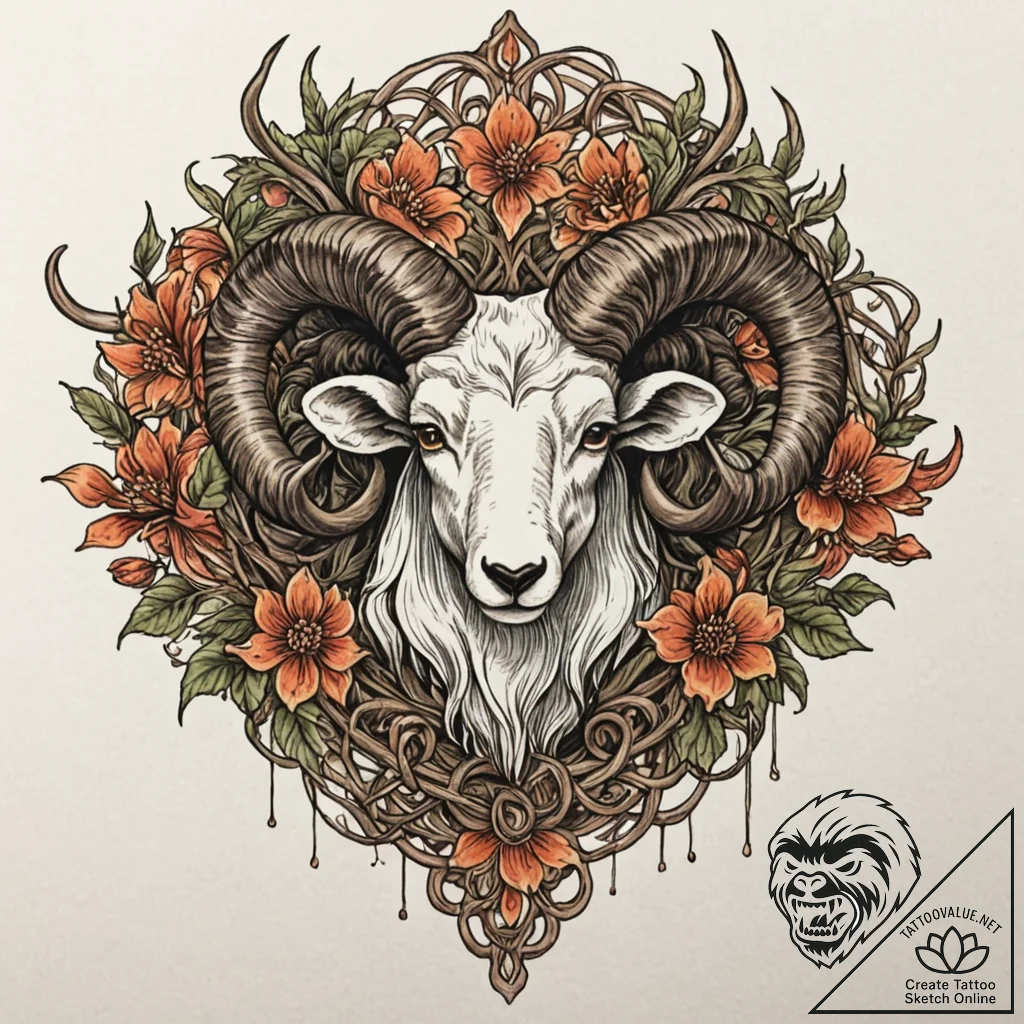 Tattoo sketch an aries ram with horns made of... - tattoo sketch (№1752961035_0, 19.07.2025 21:37) — tattoovalue.net