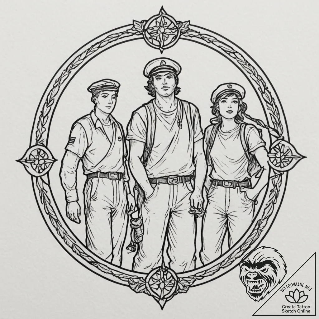 A neo-traditional tattoo of the main characte... - tattoo sketch (№1752961203_0, 19.07.2025 21:40) — tattoovalue.net