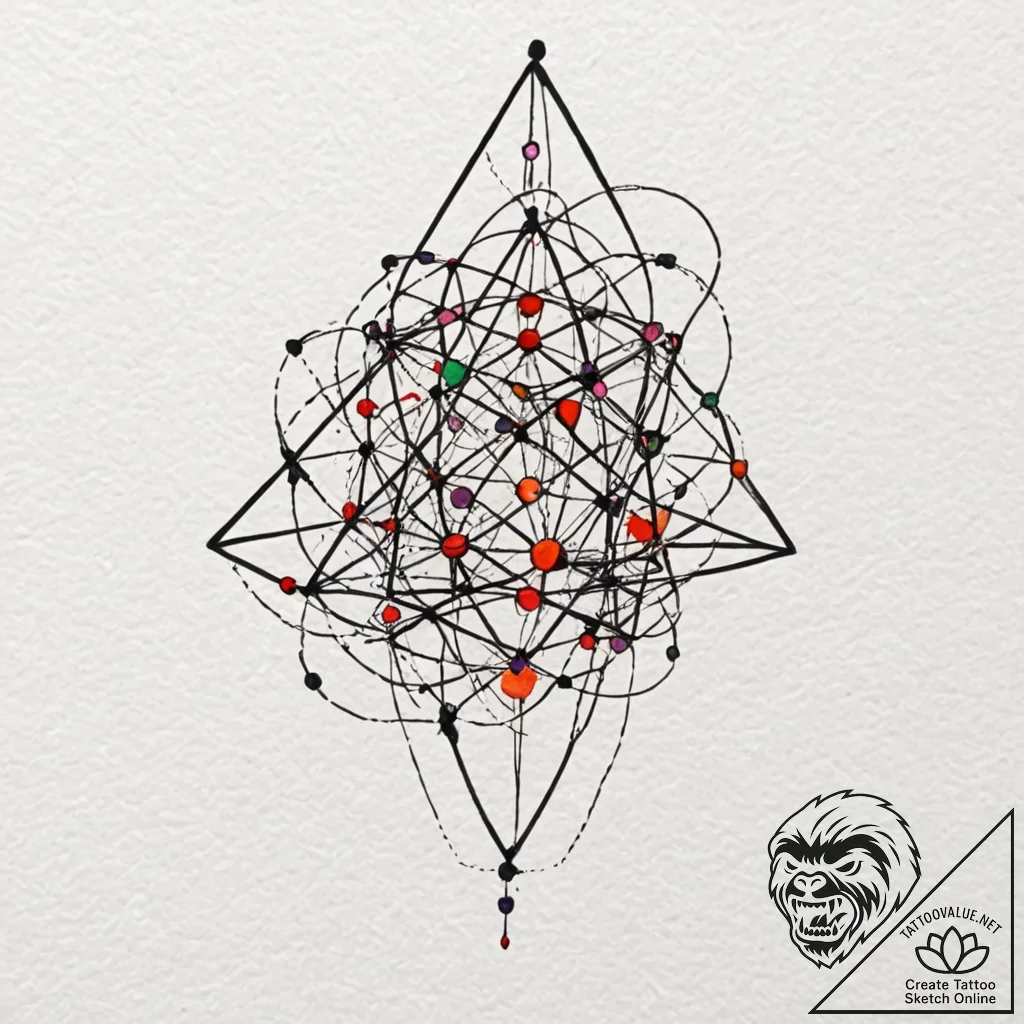 Tattoo design an abstract network of glowing... - tattoo sketch (№1752961711_0, 19.07.2025 21:48) — tattoovalue.net
